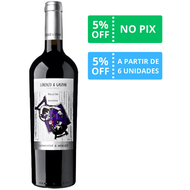 Vinho Lorenzo e Gaspar Gran Reserve Carmenere/Merlot 2020 750ml