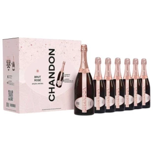 Kit Espumante Chandon Brut Rosé 750ml 6 Garrafas + 1 Réserve Magnum Rosé 1500ml